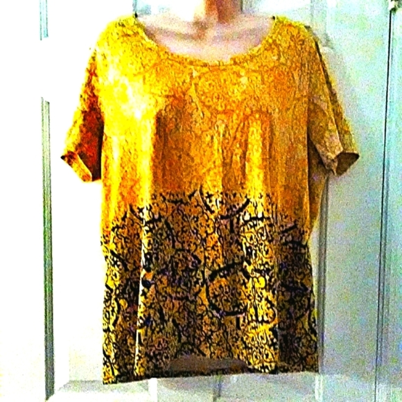 unknown Tops - 💟2x yellow short sleeve tunic top💟